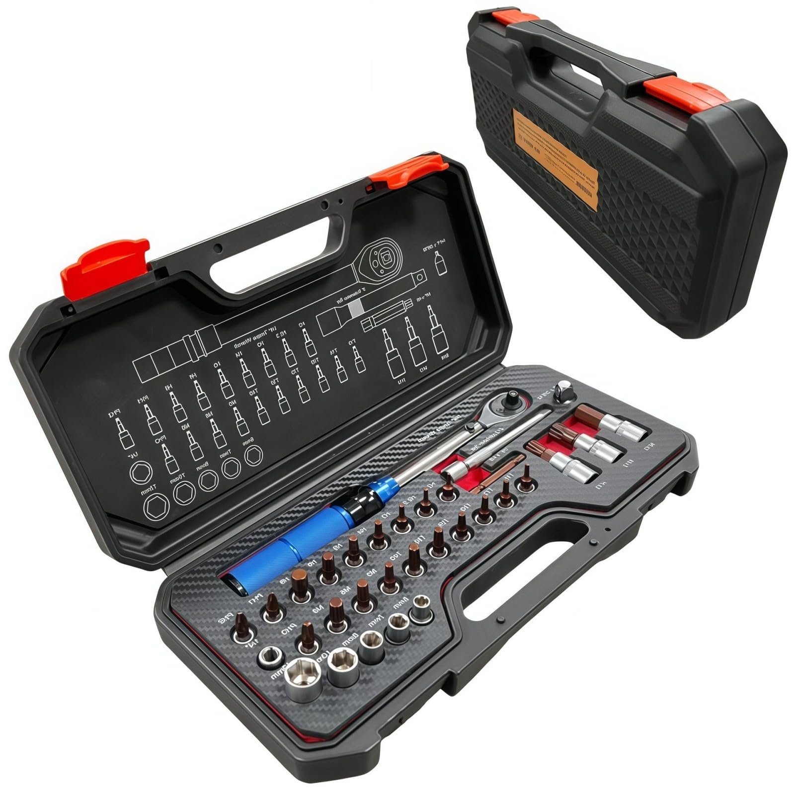 Limtula Comprehensive 32 Piece 1 / 4Inch Drive Torques Wrench Set Adjustable Preset Ratcheting for Engine and Appliance Repair Bike Maintenance Equipment