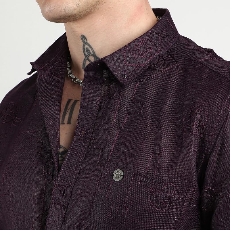 Image of CAHOOT Men'sTartan Plaid Shirt for Casual Wear | Spread Collar | Long Sleeve | Button Closure | Shirt Crafted with Comfort Fit for Everyday Wear