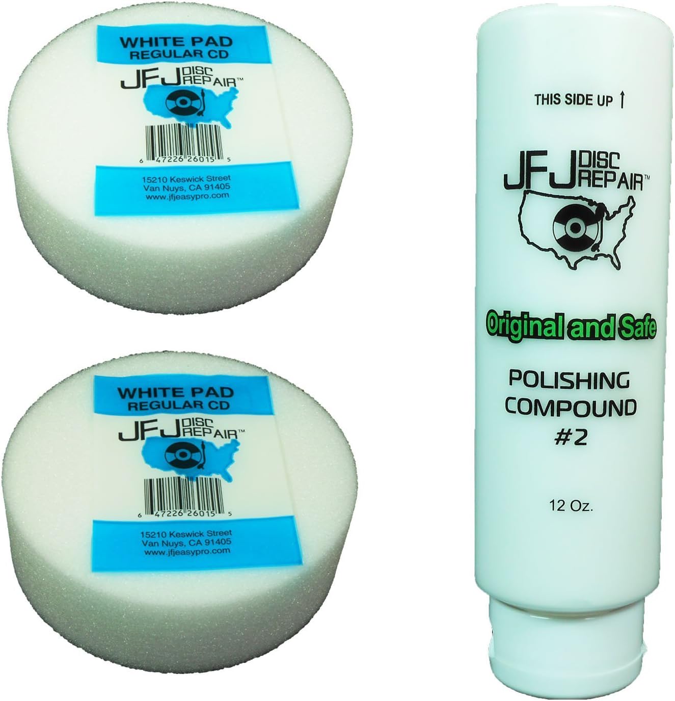 Original JFJ Combo Pack: 2 JFJ Single/Double Arm Pads, and 1 Polish Compound #2 12oz