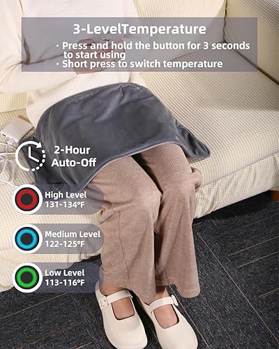 Miniatura 3 de Almohadilla térmica USB para aliviar el dolor de espalda, cuello, hombros, abdomen, rodillas y piernas, 3 ajustes de calor y apagado automático,