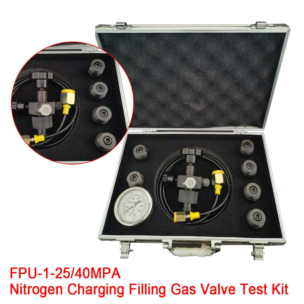 Kit de prueba de presión para sistema de carga de gas de acumulador de nitrógeno hidráulico, 400 bar, 5800 PSI, herramienta inflable, válvula de llenado de gas, conjunto de manguera con estuche (400