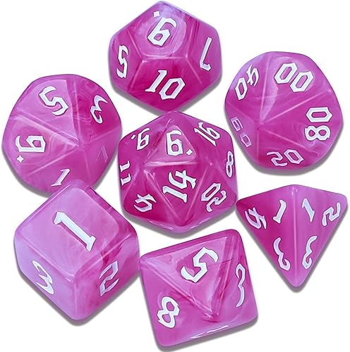 Miniatura 48 de CiaraQ DND - Juego de dados poliédricos para juegos de rol de Dungeons and Dragons RPG MTG, con 1 bolsa de dados (rosa + amarillo) Rosa +