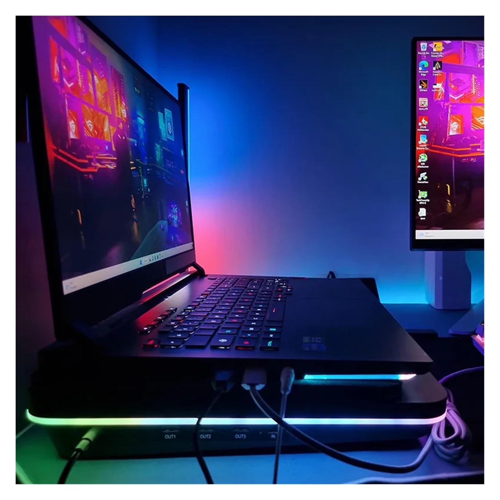 Supporto di raffreddamento for laptop da gioco GT600, for notebook da 14", 16", da 18" a 19", turboventola da 5,5 pollici, altezze regolabili a 7 livelli(V2)