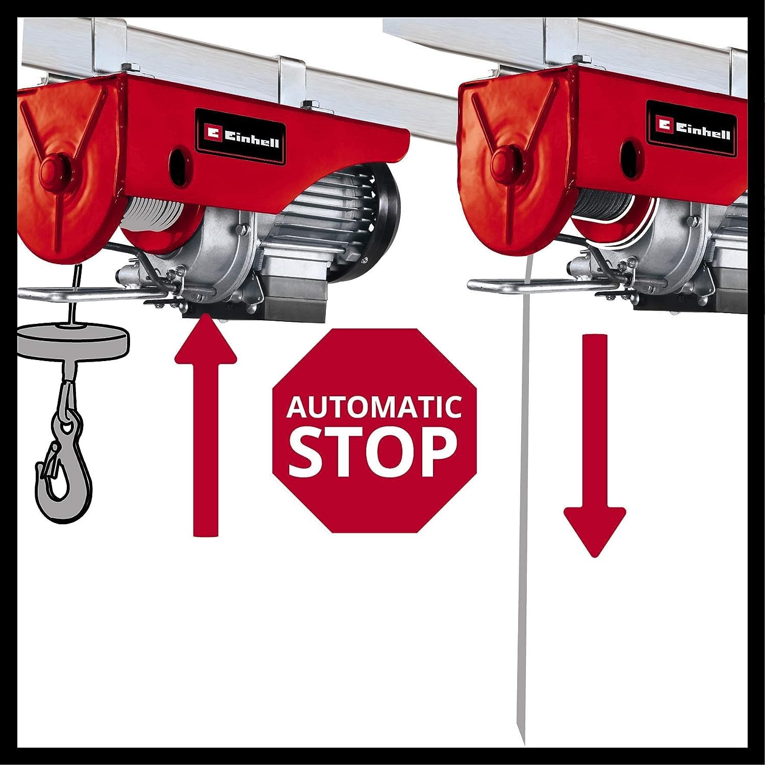 Einhell TC-EH 250 Seilhebezug 450 W automatische Bremse Endabschaltung 12 m Drahtseil Umlenkrolle