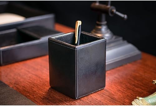 Miniatura 7 de Dacasso Juego de escritorio de lujo de 7 piezas de cuero regenerado negro, almohadilla secante y tapete de escritorio, elementos esenciales de