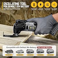 Vista 3 de Herramienta Oscilante Inalámbrica para Batería Dewalt de 20V, Herramienta de Motor sin Escobillas de 6 Velocidades Variables, Kit de Múltiples