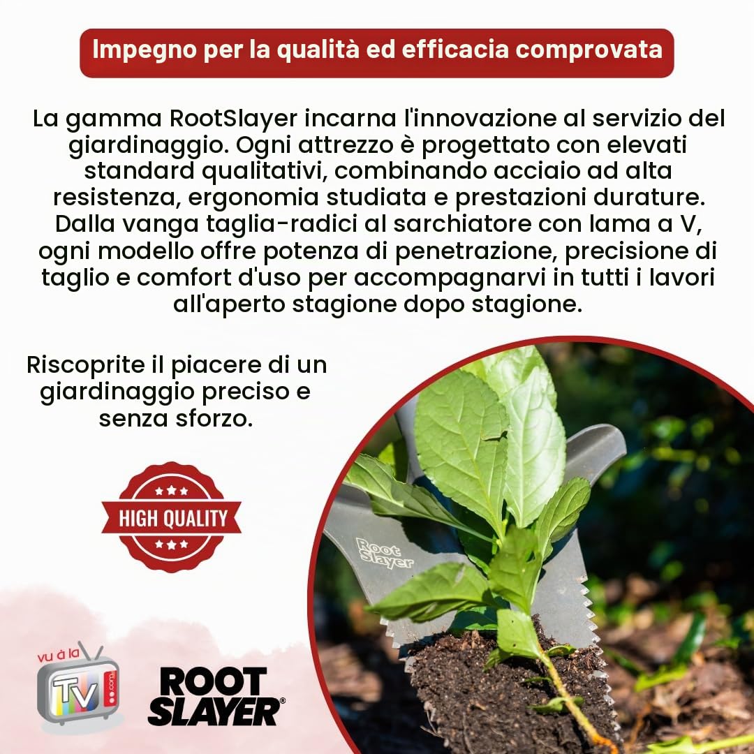 Venteo ROOTSLAYER - Paletta con manico allungato XL, lama a V, denti ultra affilati in acciaio al carbonio