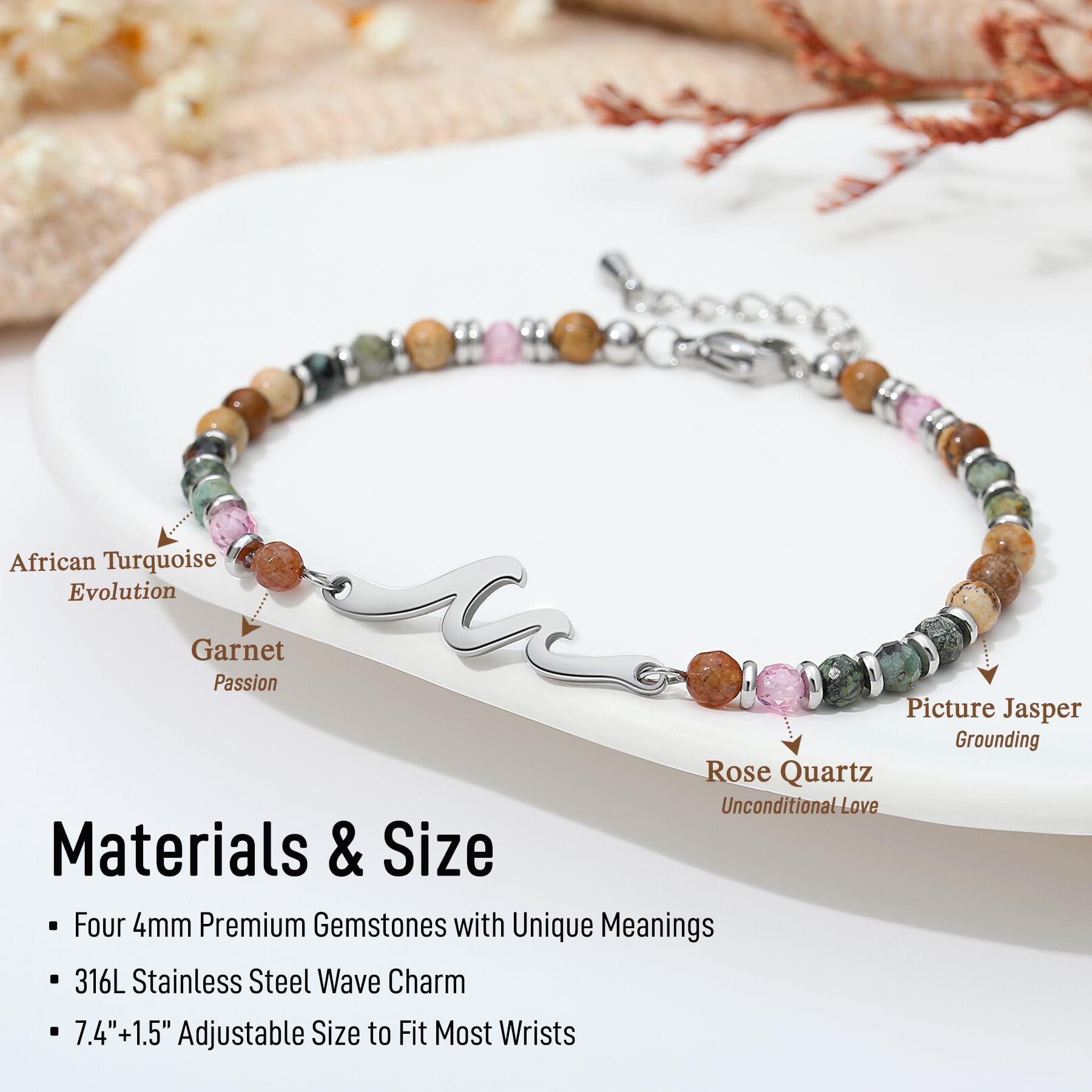 TONY & SANDY Friend Gifts for Women, Unique Birthday Gifts for Women, Sister Gift from Sister, Wave Bracelet, Christmas Graduation Mothers Day Gift for Her, Bestie Friendship Bracelets
