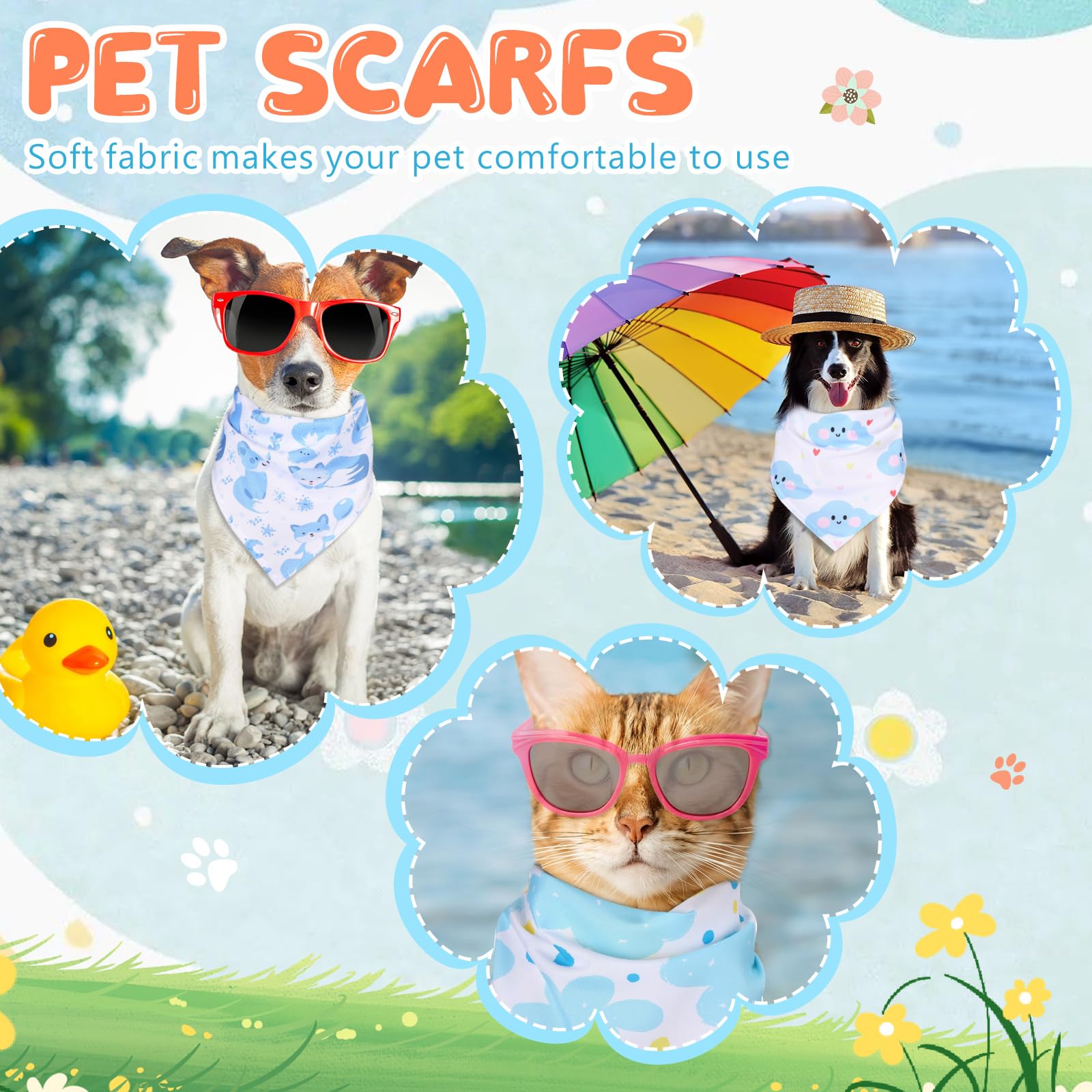 50 Hundehalstücher Winter-Design – Für Große & XL Rassen | 86 Cm, Polyester, Waschbar