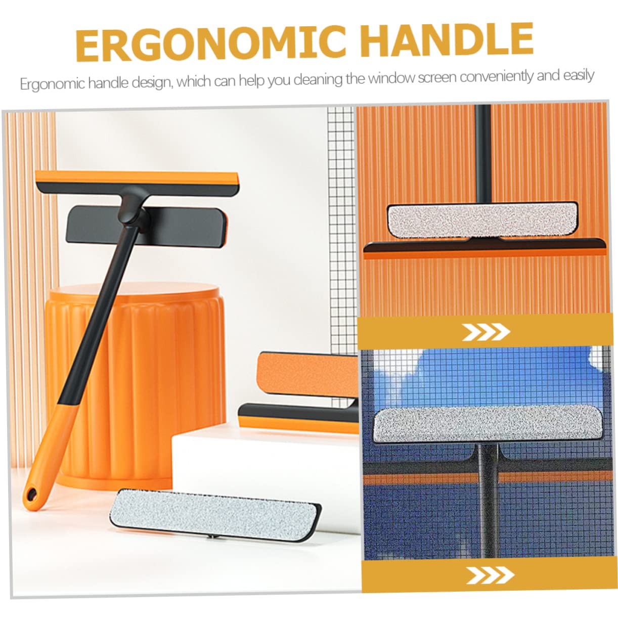 3 Piezas Limpiador de Pantallas de Ventana con Cabezal Reemplazable Cepillo Multifuncional para Limpieza de Cristales y Pantallas de Ventana Herramienta de Limpieza y Ergonómica