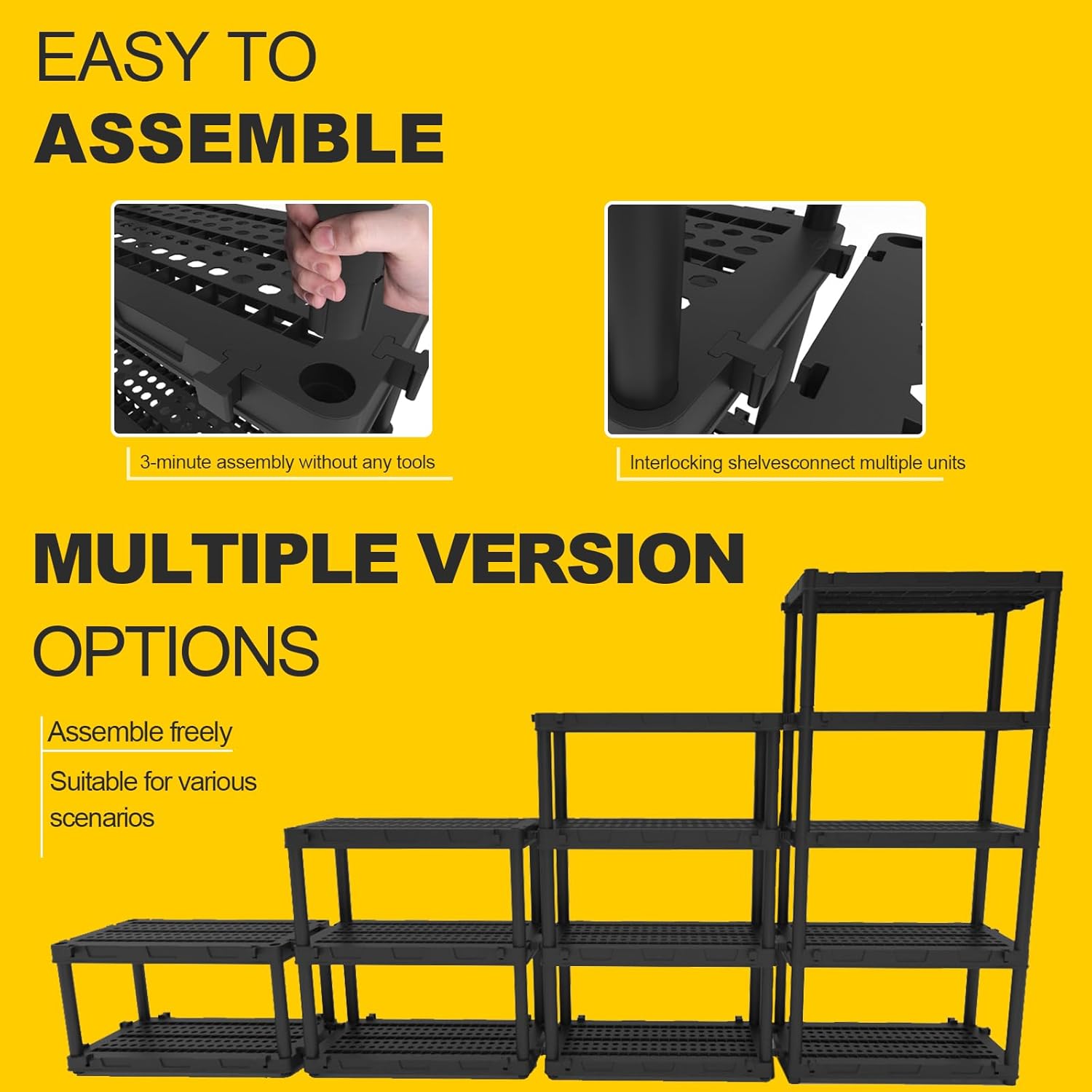 5-Tier Heavy-Duty Plastic Storage Shelves Organizer with Sturdy A-Frame Design - Heavy-Duty Freestanding Garage Shelving Unit, Space-Saving Vertical Storage Rack for Basement (72.44''H)