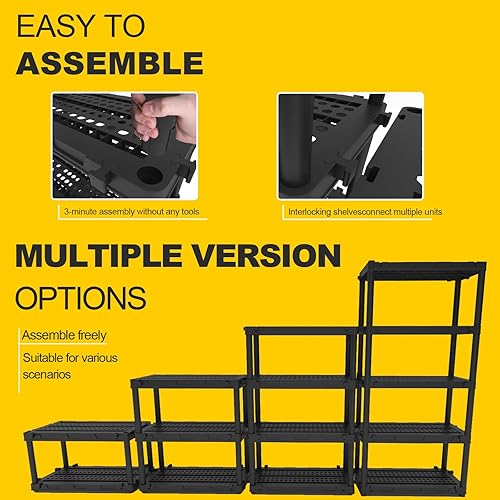 Miniatura 5 de Estante de almacenamiento de plástico, estantería resistente de 45, estantes de plástico, estantes de almacenamiento de garaje para garaje, cocina,