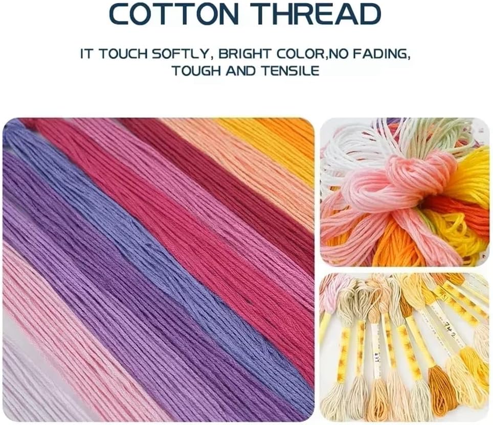 CrossNest 16CT Stamped Cross Stitch Kit for Beginners, HD Printed Complete DIY Embroidery Set with Pattern & Tools, Premium Aida Cloth & Threads (Flower Like Girl)