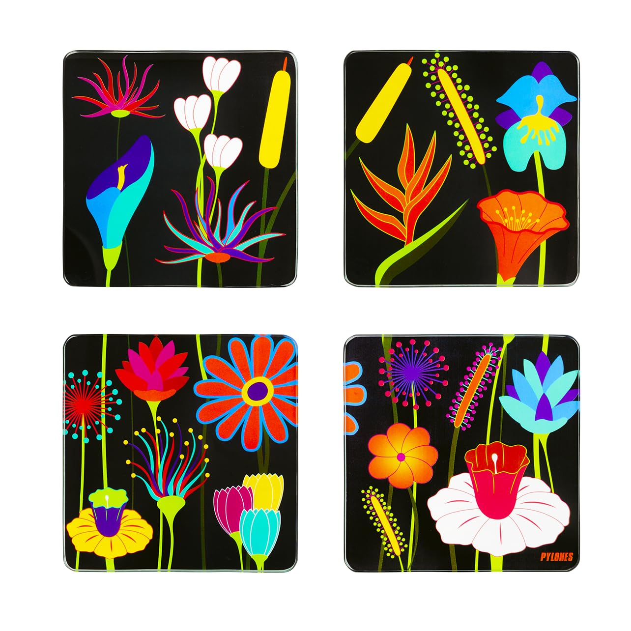 Pylones Black - Set Of 4 Coasters - Coasters - Flower Garden