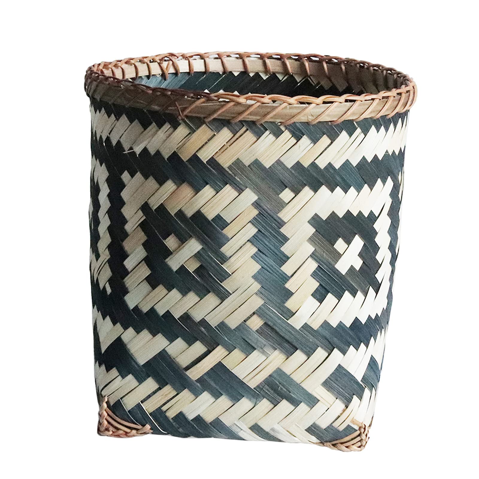 Bamboo Storage Basket Makeup Trash Basket Small for Nursery Living Room 24x24cm|Dressers & Chests of Drawers|Home & Garden-image-0