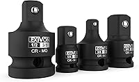 LEXIVON LX-112 Impact Socket Adapter Reducer 4-Pc Set | 1/4"-3/8"-1/2" Conversions, Cr-Mo Steel, Rustproof for Pros & DIY