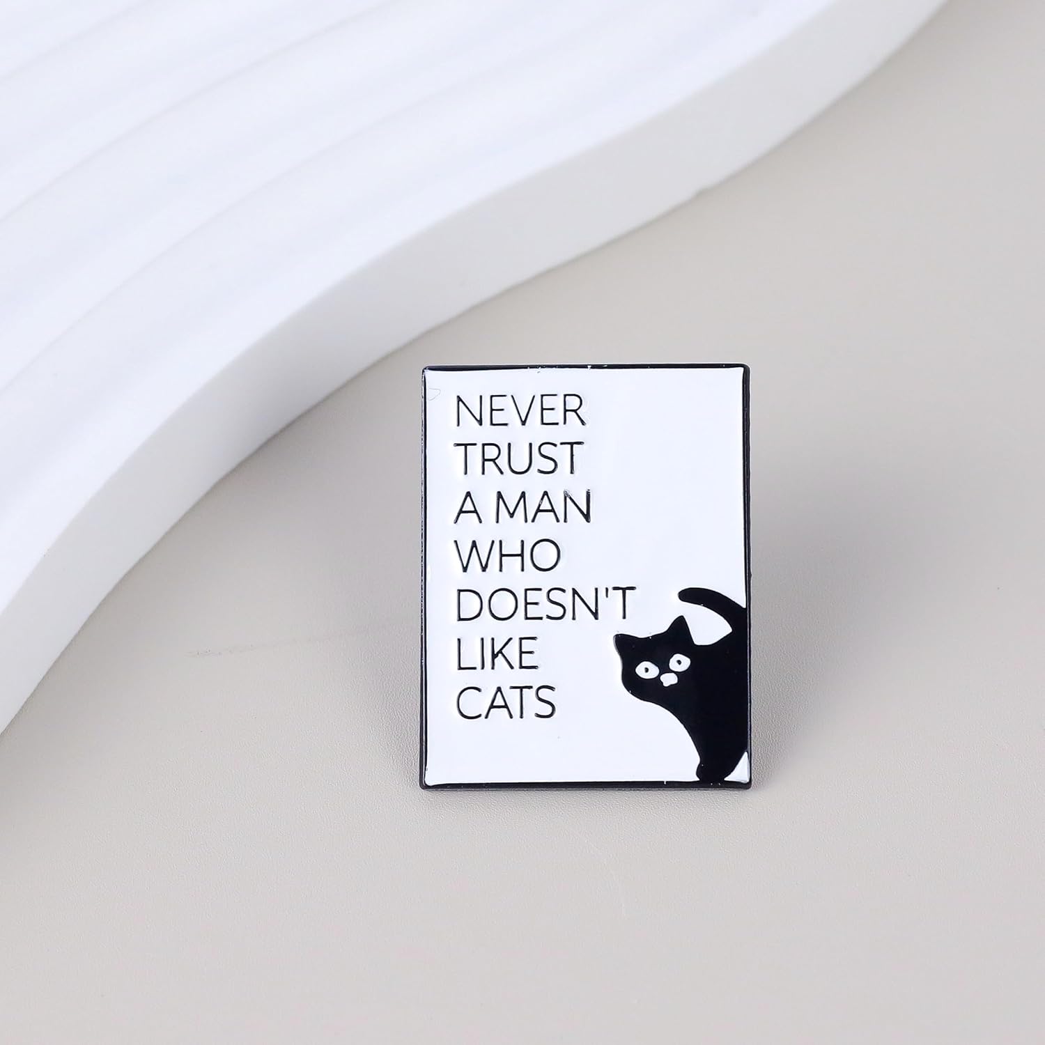 Never Trust A Man Who Doesn’t Like Cats Enamel Pin, Funny Sarcastic Cat Mom Brooch, Cute Kitten Lady Badge Brooches, Sassy Kitten Mommy Pins, Funny Gift For Meow Mama, Hilarious Meow Gift For Backpacks Bags Jackets image 2