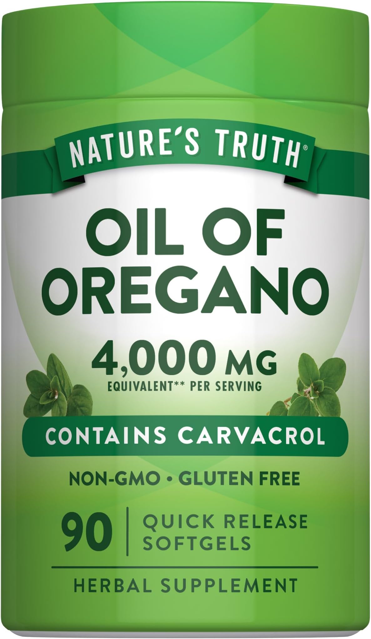 Nature's Truth Oregano Oil Softgels | 90 Pills | Contains Carvacrol | Non-GMO & Gluten Free Supplement