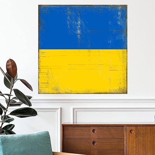 Miniatura 1 de Pegatinas de pared con bandera nacional de Ucrania mural patriótico de Ucrania recuerdo de ciudad de campo arte de pared extraíble calcomanías de
