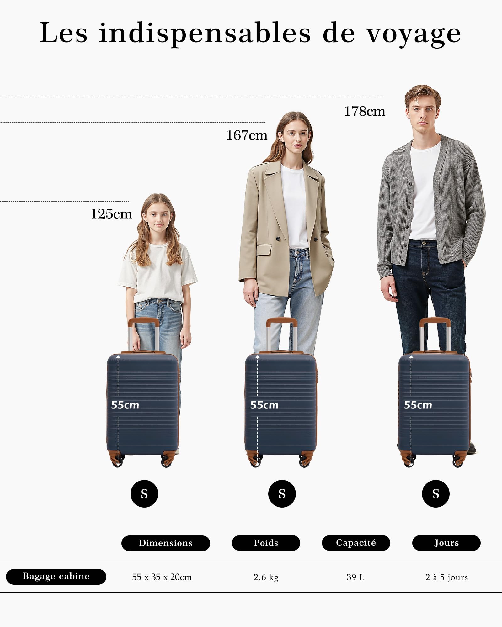 COOLIFE Valise Cabine 55 x 35 x 20 cm pour Avion Ryanair, Bagages Cabine Bagage à Main Rigide avec Serrure TSA et 4 roulettes Jumelées