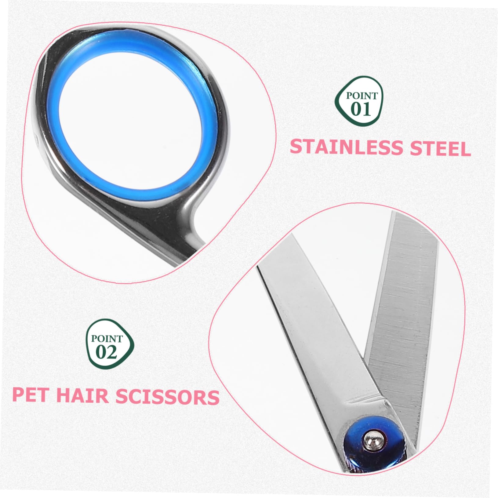 TOBBOMEY Pet Barber Scissors Round Head Pet Hairdressing Scissors Dog Hair Clippers Stainless Steel