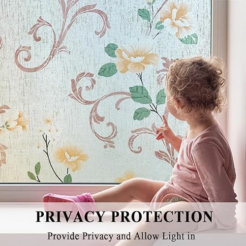 Miniatura 4 de Películas de ventana sin pegamento, elegante flor, película de vidrio estático para puerta, vidrio esmerilado de privacidad se adhiere al vidrio,