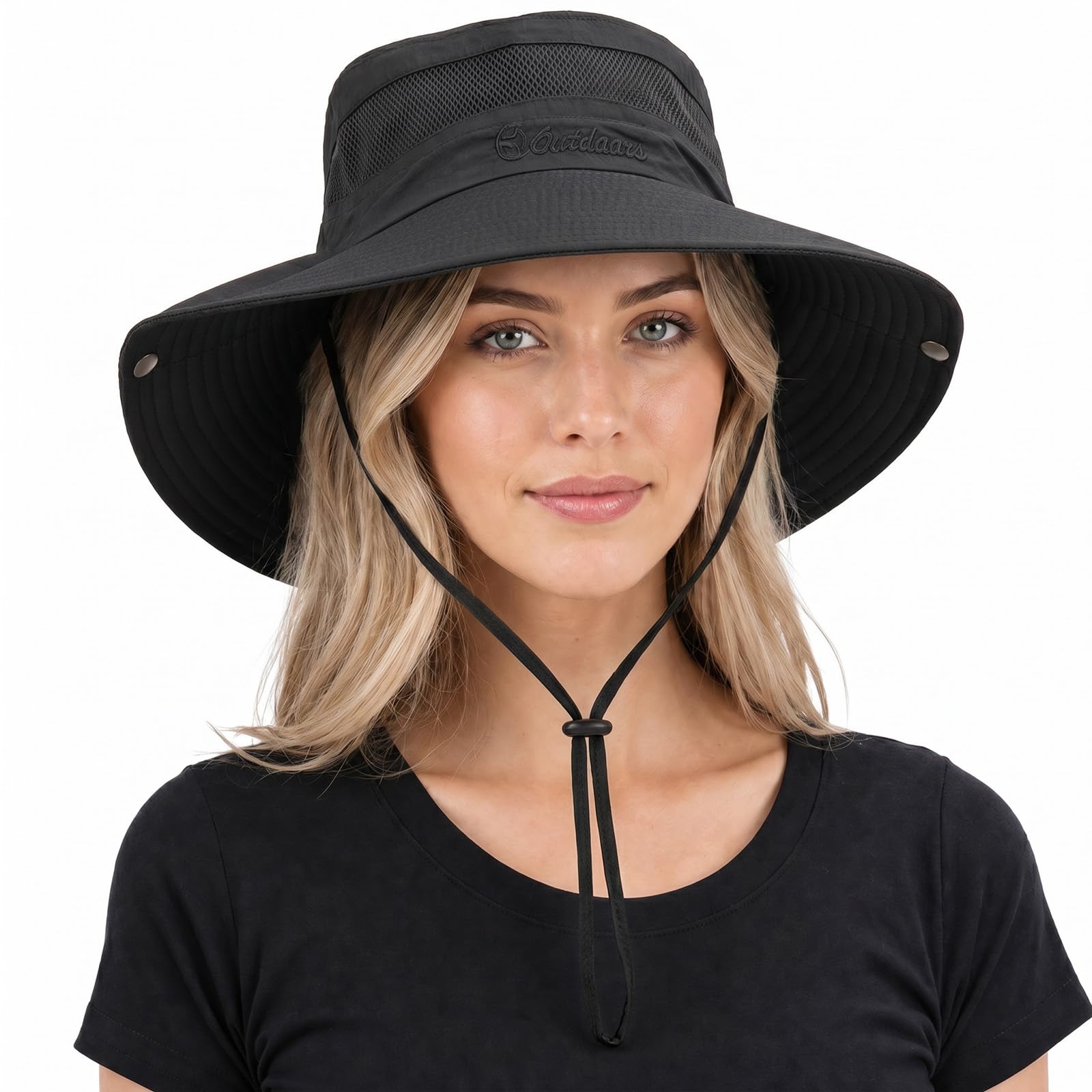 Cheerlenne Black Summer Hats Safari UPF 50+ Sun Hat for Women UV Protection Lightweight Foldable Cowboy Hat for Men Women Ladies Sun Hats Packable Hiking Fishing Gardening with Wide Brim