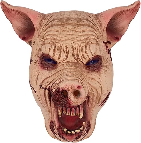 Máscara de látex de animales de terror, accesorios de cosplay de carnicero, máscara de cerdo sangriento aterrador para Halloween, cosplay, fiesta de