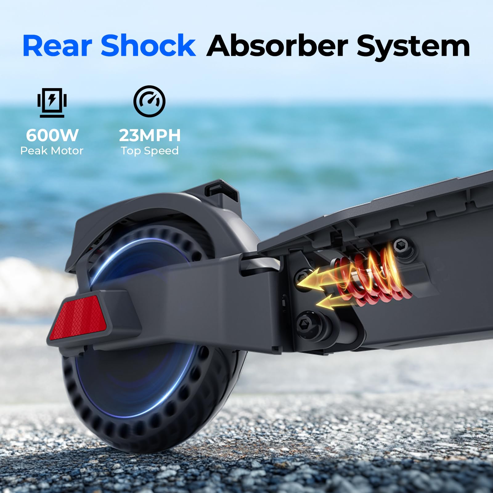 TST Electric Scooter, 23 Mph Foldable Adult Scooter, Peak 600W Motor, 20 Miles Range, 8.5