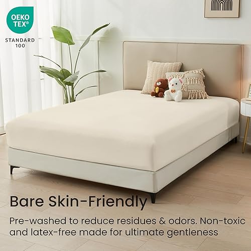 Miniatura 7 de GOKOTTA Solo sábana bajera ajustable tamaño King de 16 pulgadas de profundidad con correas elásticas en las esquinas, microfibra de poliéster lavada