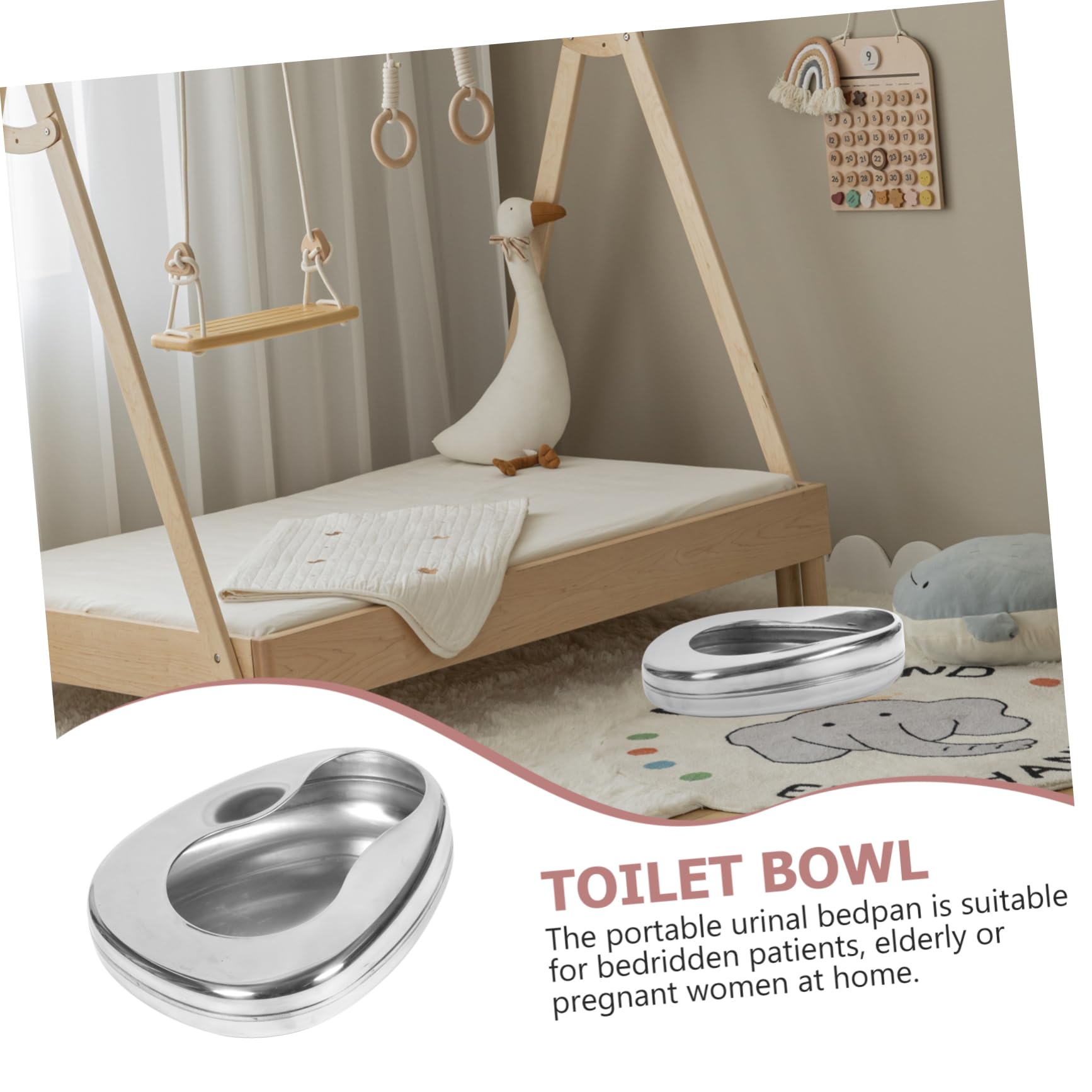GALPADA Padella per Anziani in Acciaio Inox Resistente da Letto Grande Capacità e Design Orizzontale per Uso Domestico e Pazienti Mobilità Ridotta