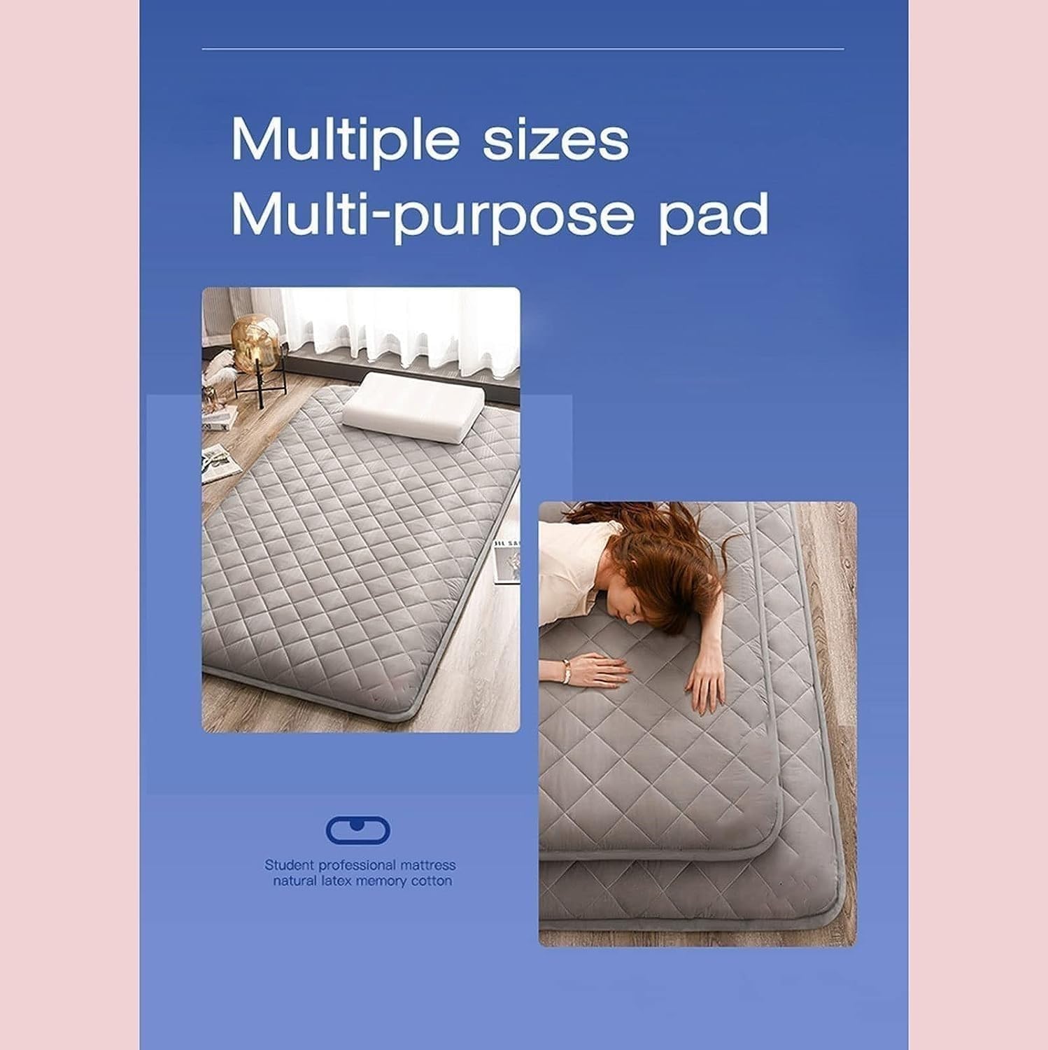 Matelas de Sol Pliable, Matelas futon Japonais de Camping avec Dos antidérapant, Tatami Tapis De Pliable for Un Sommeil Confortable(01,Single(90 * 200cm))