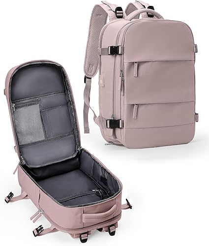Mochila para mujeres y hombres, bolsa de viaje, resistente al agua, mochila para senderismo, mochila para computadora portátil universitaria, B-rosa