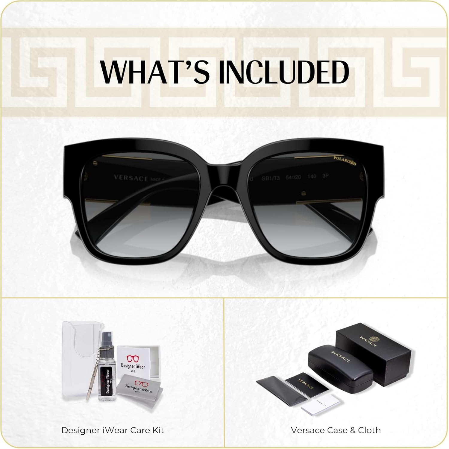 Versace VE4437U Square Sunglasses for Women +BUNDLE with ACCESSORY EYEWEAR KIT - Image 2