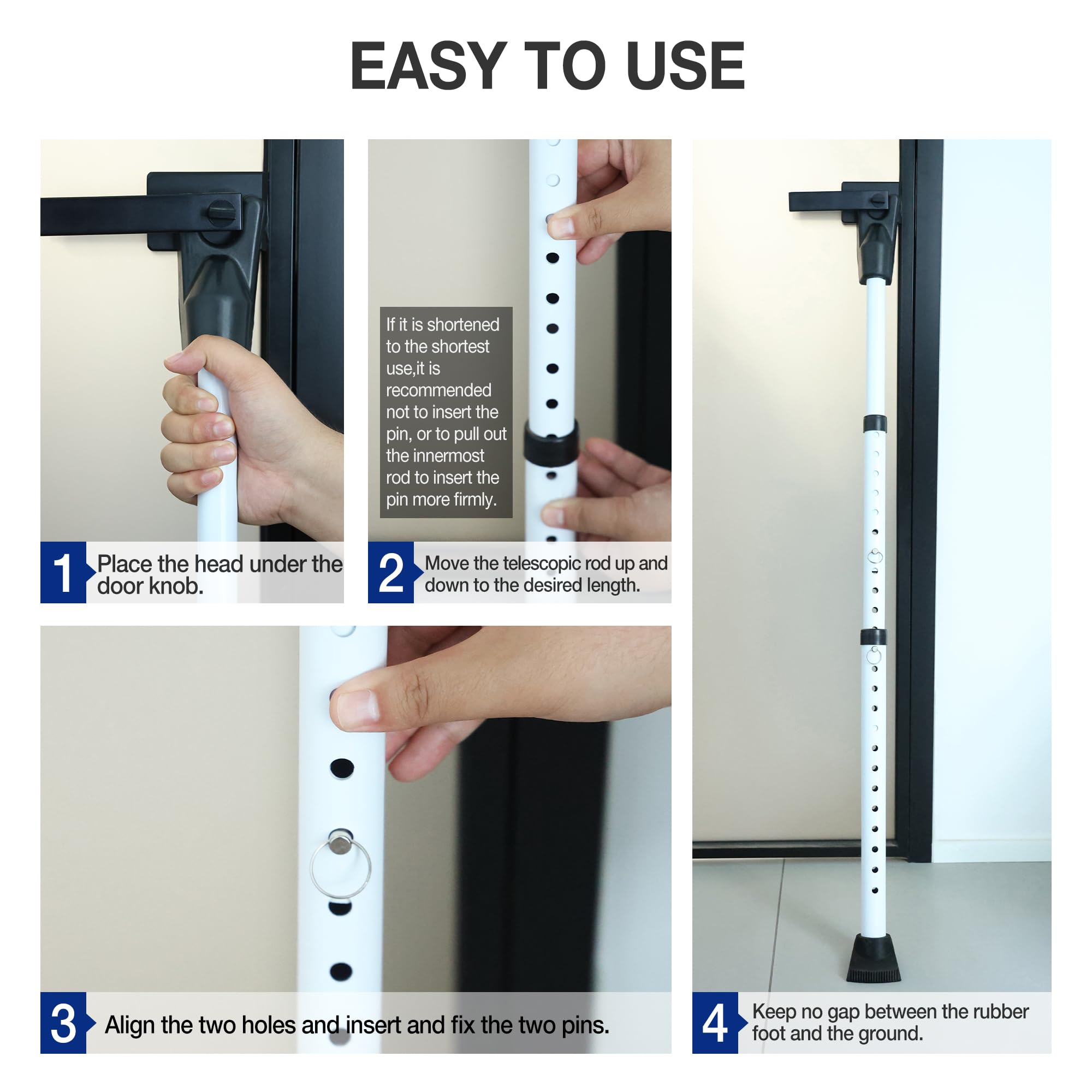 WINSOON Barra de seguridad para puerta corrediza, barra de seguridad ajustable resistente para puerta corrediza de vidrio, puerta de patio, hogar, apartamento, viaje, hotel, (1 paquete, blanco)