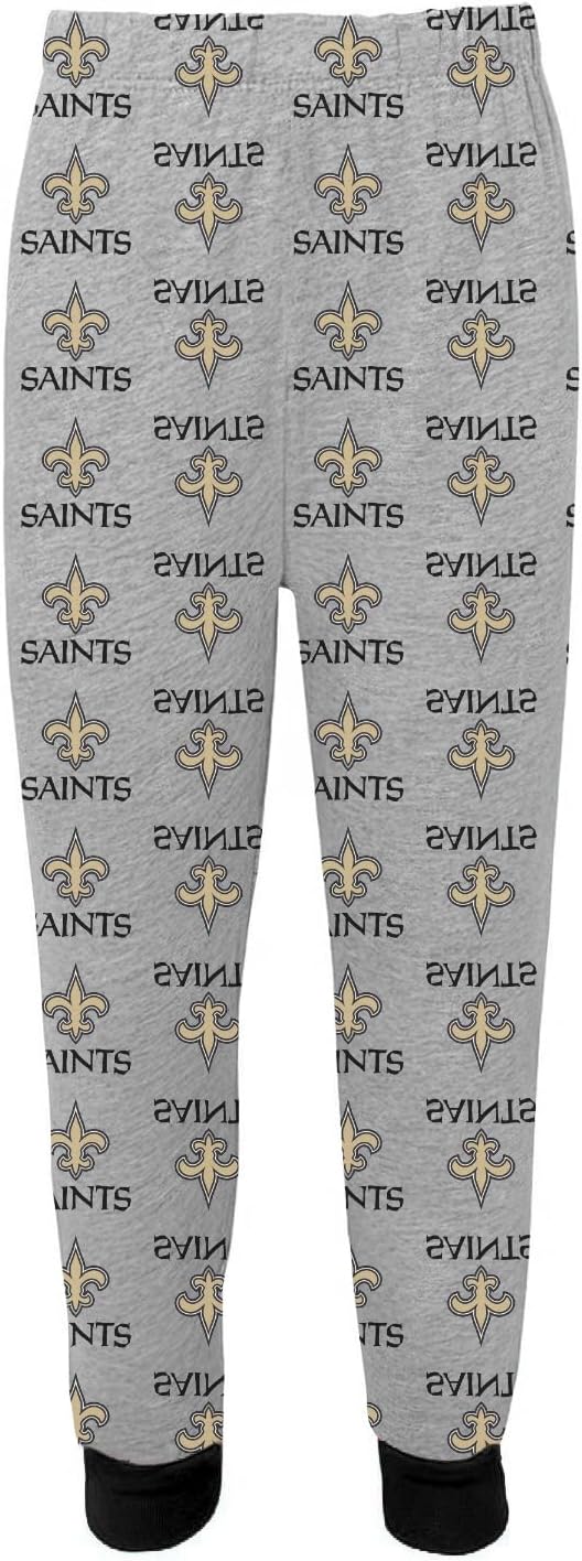 NFL Kids Youth Boys 4-18 Officially Licensed Faded Primary Logo Wordmark Long Sleeve Shirt and Pants Pajama Set