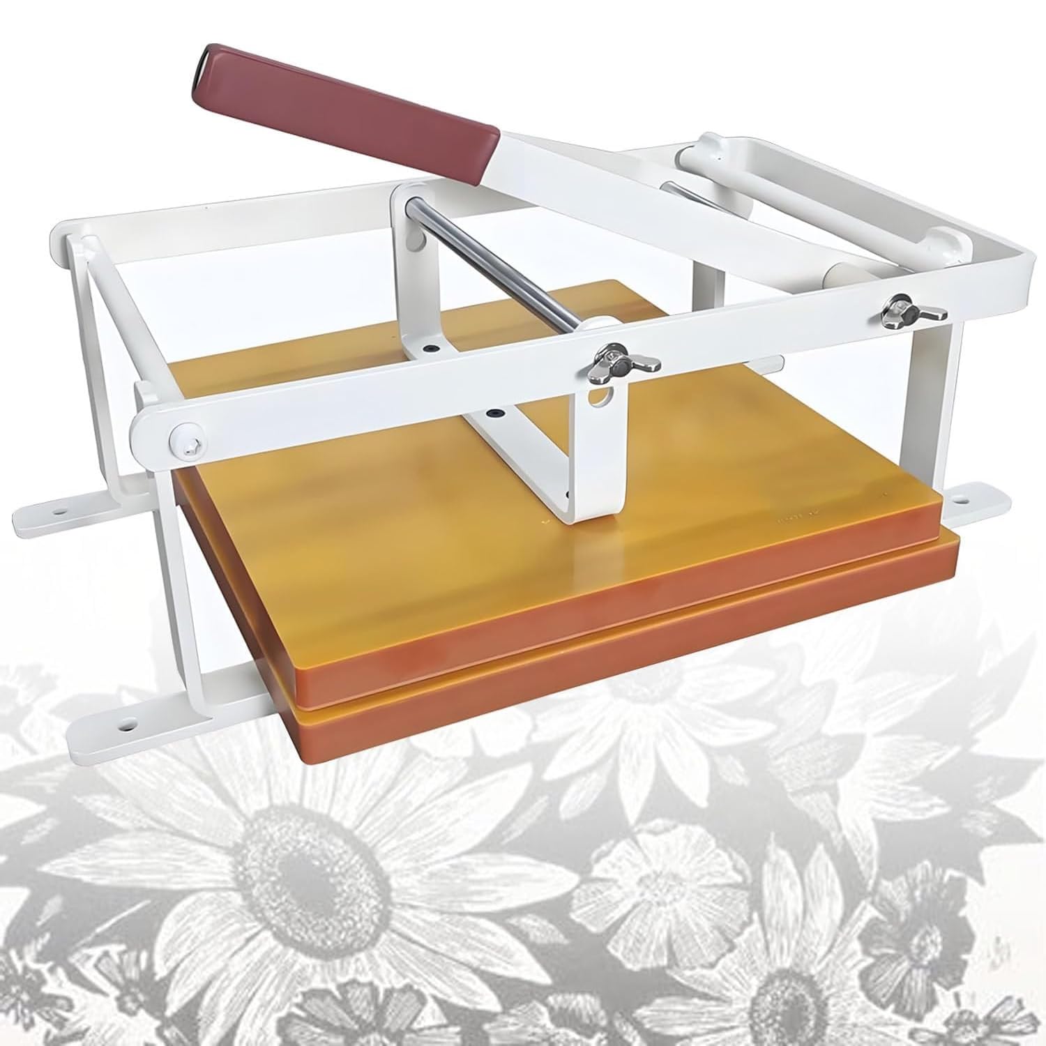 Máquina de impresión manual de prensa plana, prensa de linóleo de 12 x 12 pulgadas con agujero de eje de posicionamiento doble y ajuste de altura para corte de tinta de bloque de madera y linóleo