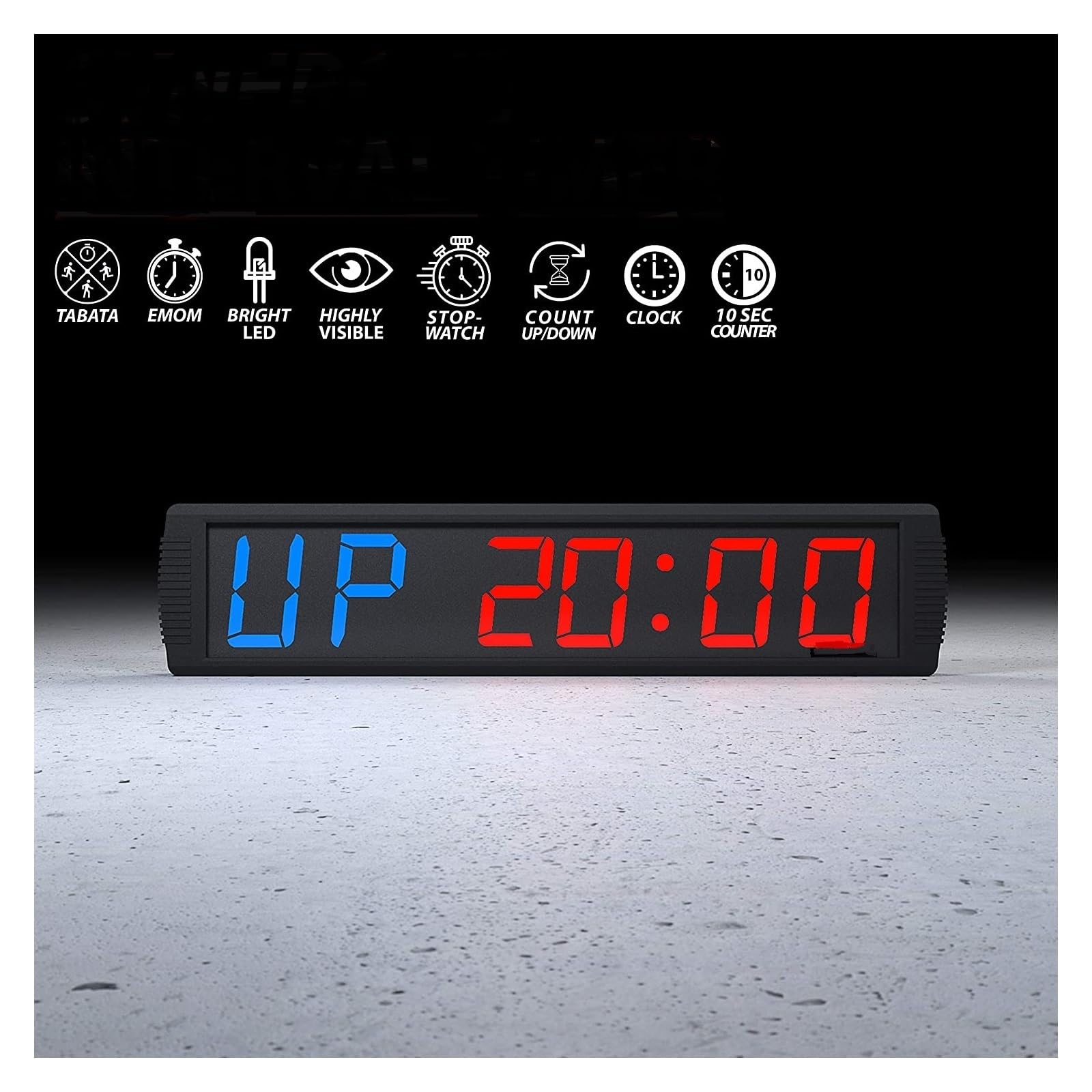 Timer palestra, Cronometro con conto alla rovescia for timer a intervalli programmabili da 4 pollici for palestra indoor Fitness Sport(Blue-remote control)