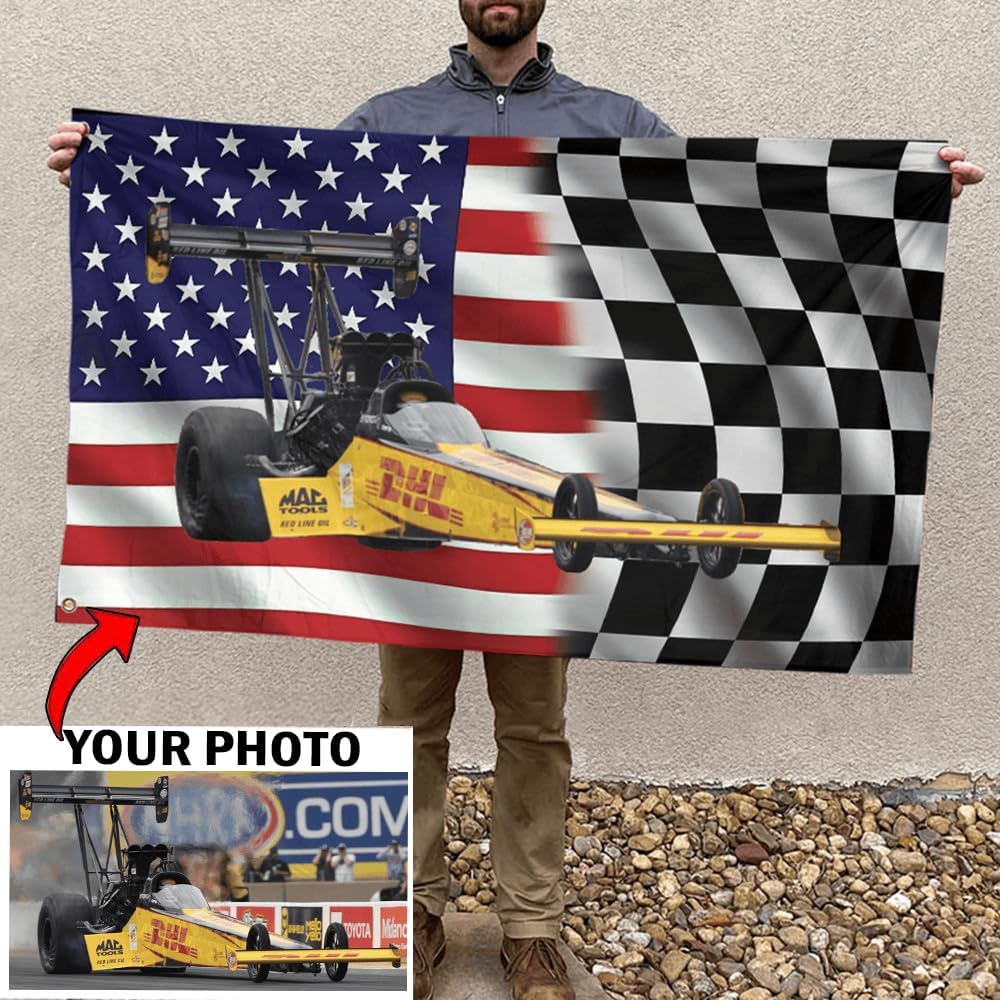 Truck Pulling Personalized Photo American Flag For Super Stock Diesel Trucks Lovers, Tractor Pulling home decor, Birthday Xmas gift for Truck Tractor Pull racers, Super Semi Pulling, 100% Polyester (BK505)