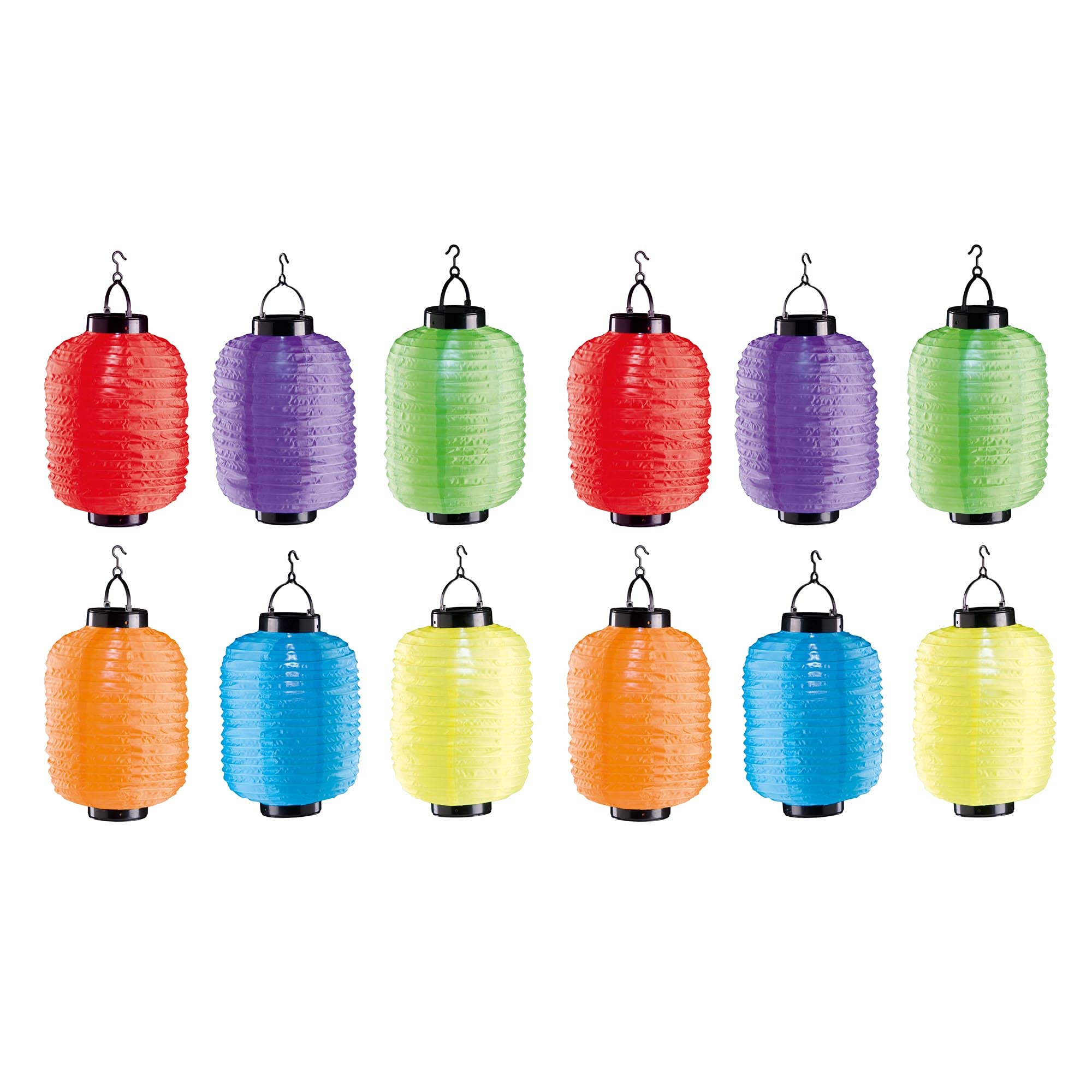 Zestaw 12 lampionów solarnych LED, na imprezę, do ogrodu, owalne, kolorowe, dekoracyjne abażury, lampa kula, lampion ogrodowy