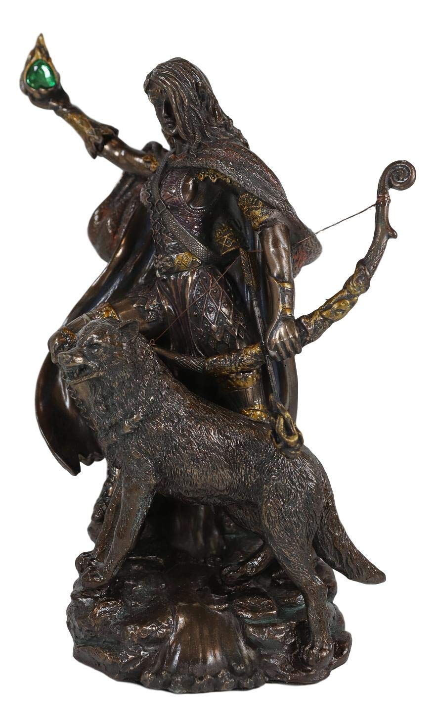 Ebros Gift Viking Mythologie nordique déesse de la chasse d'hiver Jotunn Skadi avec flèche et fiole de venin Statue poétique Edda Skathi avec loup Figurine de collection