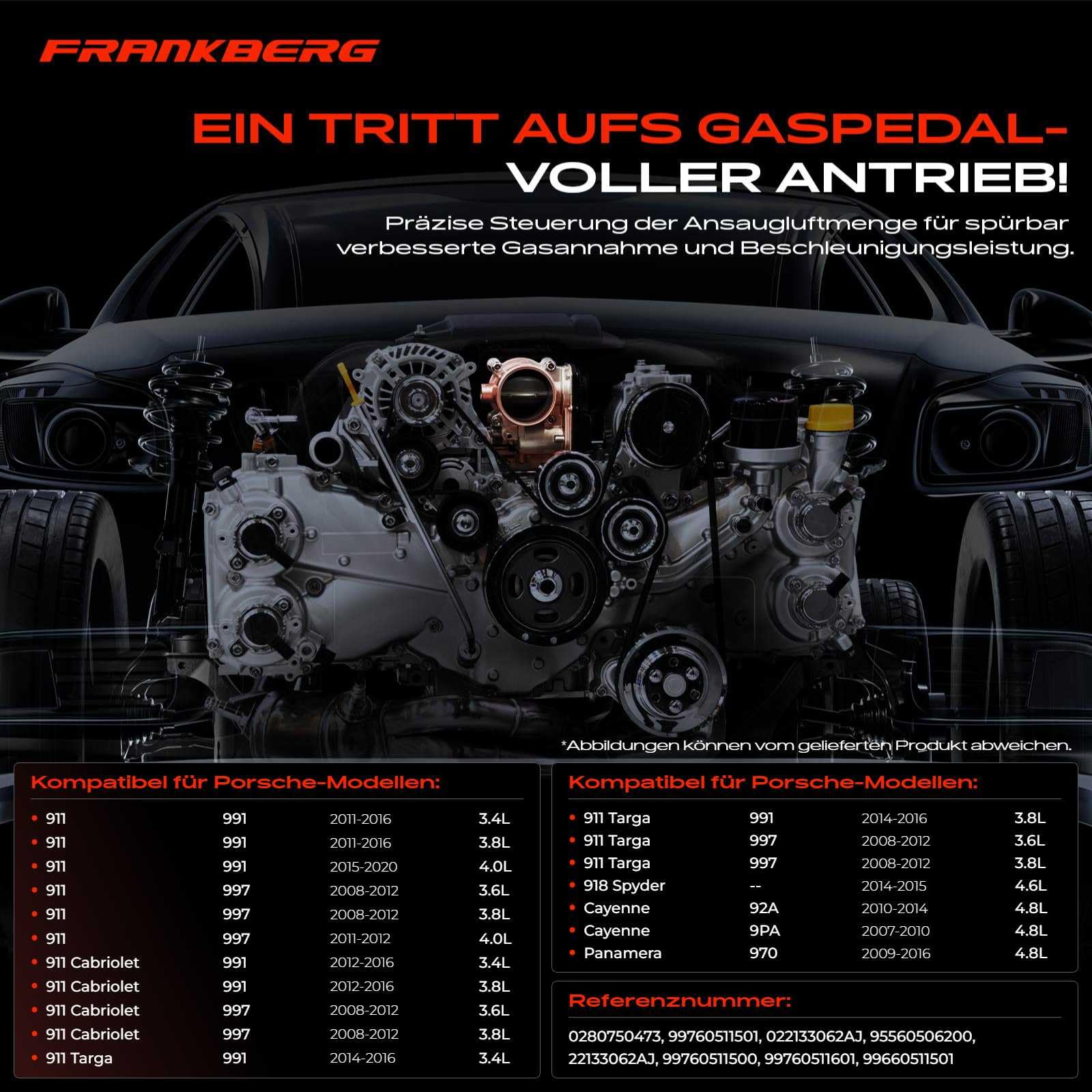 Frankberg Drosselklappe Drosselklappenstutzen für 911 991 997 918 Spyder C-a-y-e-n-n-e 9PA P-a-n-a-m-e-r-a 970 2007-Heute 0280750473