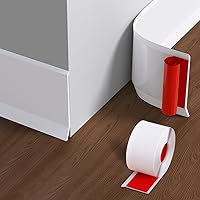 PATTENGO 4 Inch Peel and Stick Vinyl Baseboard Trim, 20ft Flexible Self-Adhesive Wall Molding with Wider Toe Design, White