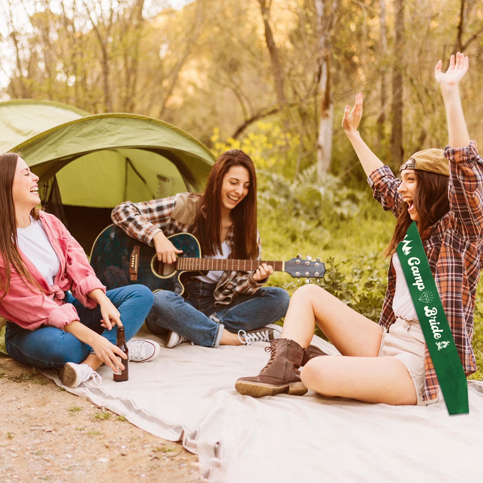 Cheereveal Camp Braut Schärpe Camping Junggesellenabschied Dekorationen, Retro Salbei Grün Stamm Brautjungfern Schärpen für Junggesellinnenabschied Verlobung Hochzeit Zubehör Küche, Haushalt & Wohnen