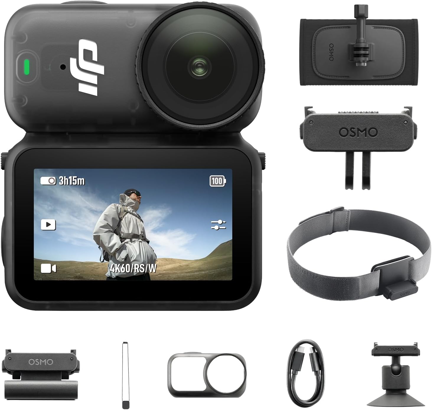 DJI OSMO Nano Hiking Kit , Small 4K/60fps Vlogging Camera with a 1/1.3″ Sensor, 143° Wide FOV Video, 200-Min Recording, 