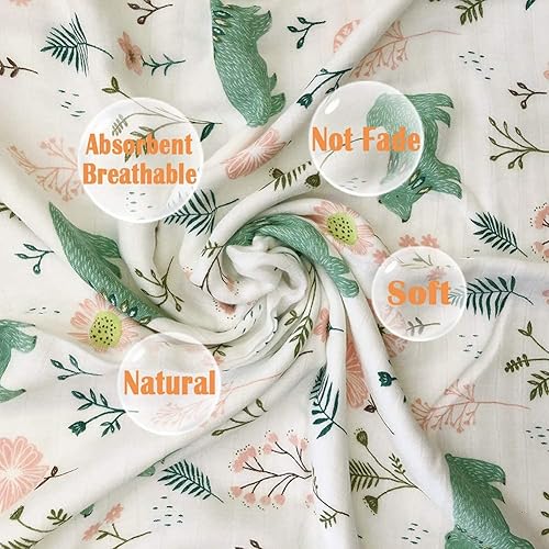 Miniatura 7 de Manta de muselina suave para bebé, unisex, para cochecito, toallas de baño para recién nacido, 70% rayón, hecha de bambú, 30% algodón natural, 43 x