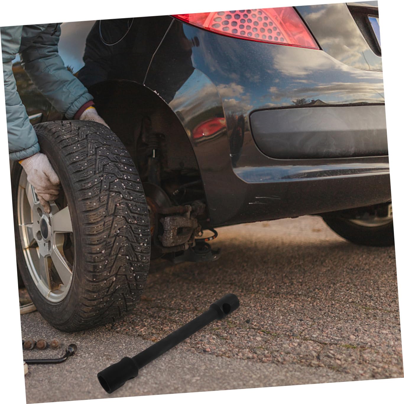 Clé à Douille Double pour Démontage de Pneus de Voiture en Acier Noir