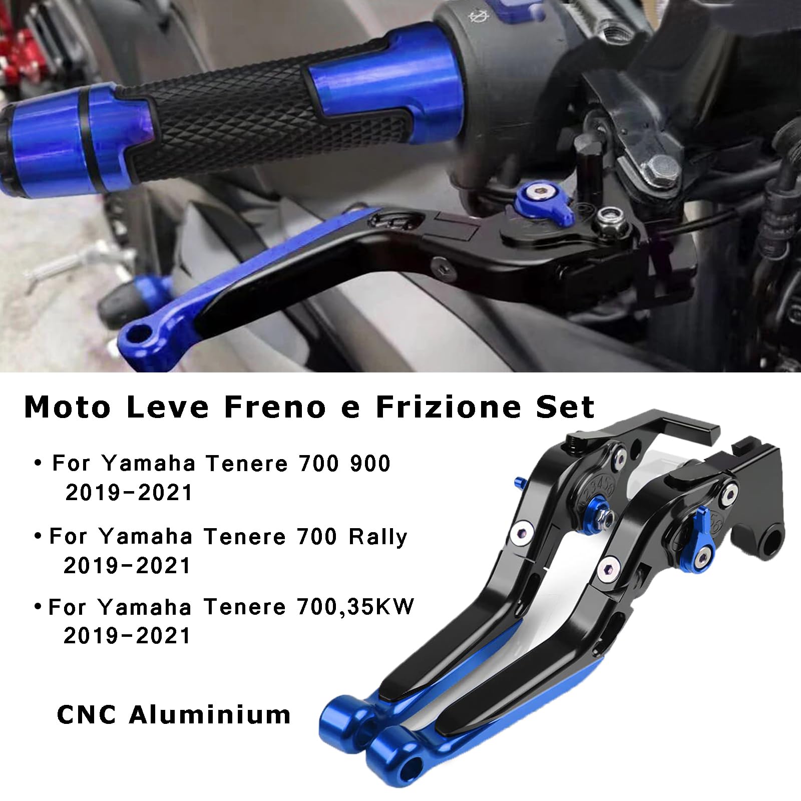 Tenere 700 2019-2021 Moto Frizione Del Leve Freno Regolabile per TENERE 700 / Rally 35KW 2019 2020 2021 - Nero/Blu