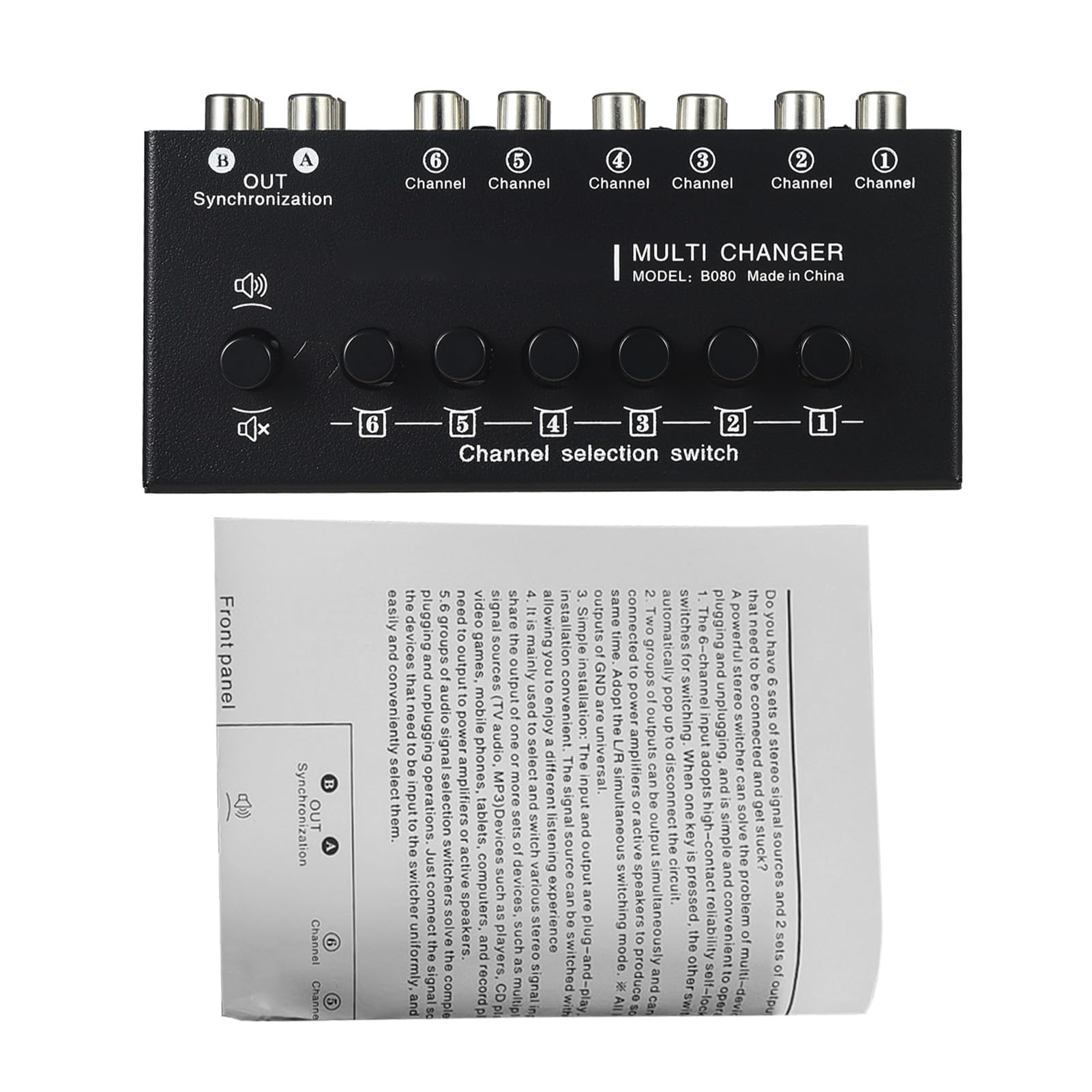 Bediffer Commutatore di Segnale Audio 6 in 2 Out con Prestazioni Affidabili e Commutazione Semplice per Home Theater e Configurazione Musicale Metallo Nero 5,4 X 2,4 X 1,6 Pollici
