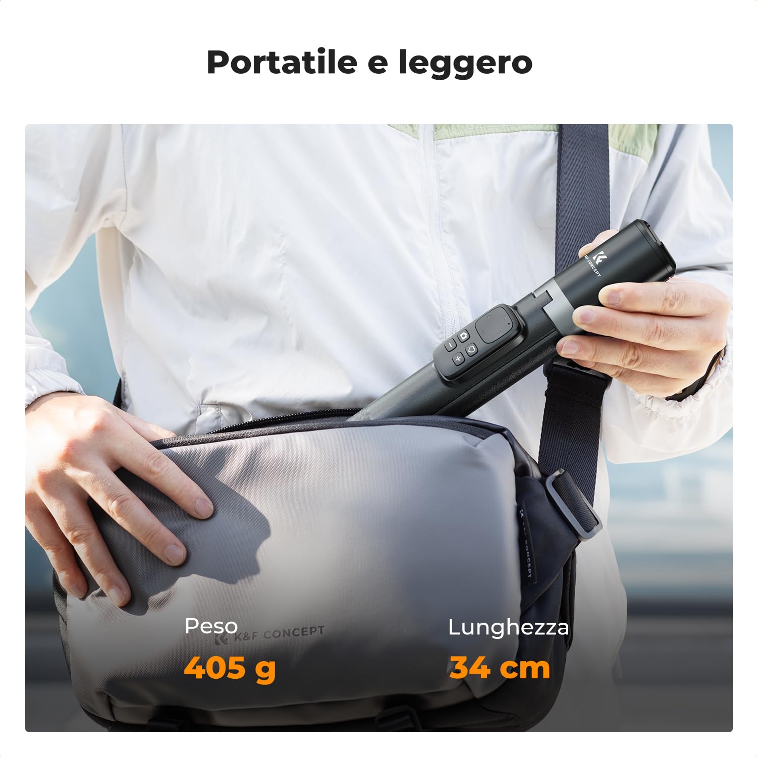 K&F CONCEPT 1,72M Treppiede Bastone Selfie Alluminio Con Luce LED | Apertura Rapida, Telecomando Bluetooth Batteria 600mAh, Compatibile con iPhone/Smartphone Android -X96
